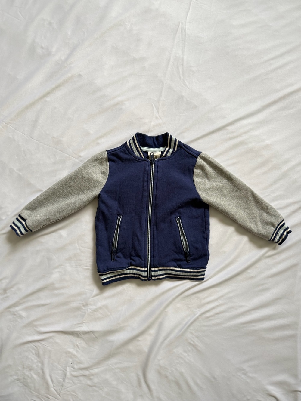 Aspen Kids Boys 18M Navy Gray Varsity Bomber Full-Zip Jacket